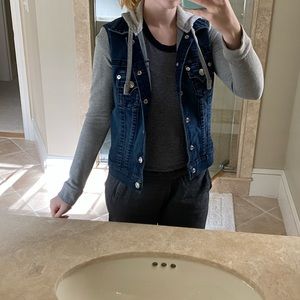 True Religion Blue Jean/Grey Hoodie Jacket